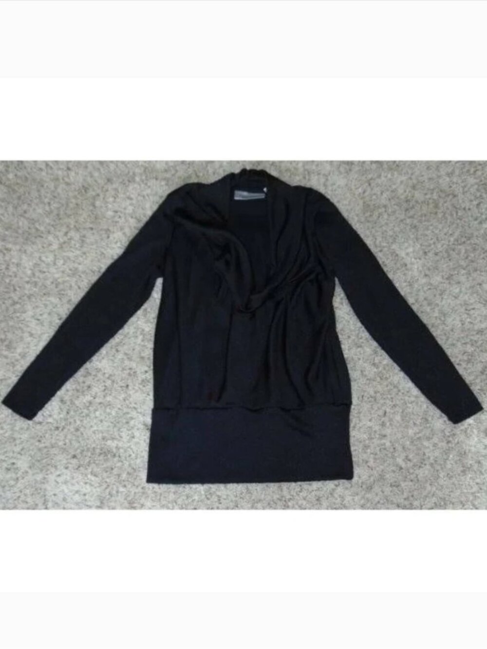 Simonton Tunic Shirt Womens XS Black Long Sleeve Draped Neck Banded Hem Top